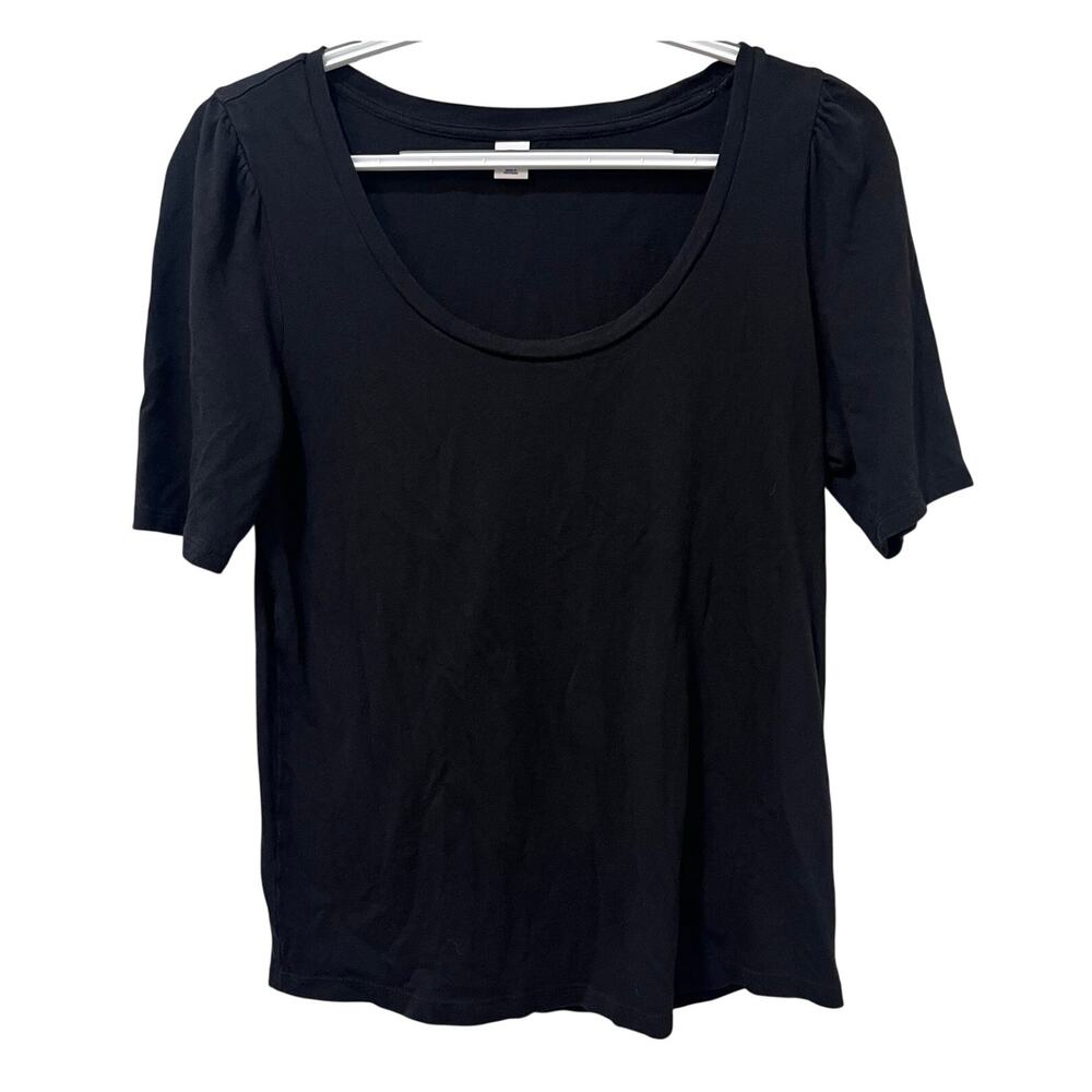 Old Navy Women's Poet Sleeve Scoop Neck Short Sleeve Top Black Small